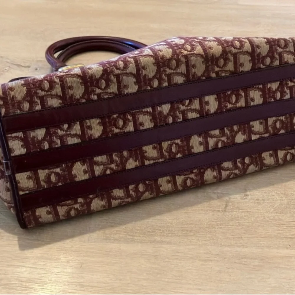 Dior Burgundy & Beige Logo Satchel
